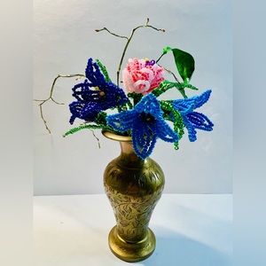 French Bead Flower And Unfading Plant Arrangement In The Mini Bud  Vase